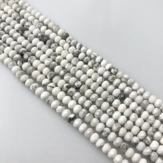 Natural Howlite Faceted Rondelle Beads 3x4mm 15.5" Strand