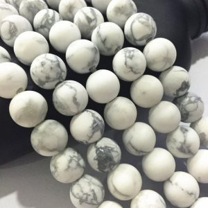 Shop Howlite Round Beads! 2.0mm Hole Howlite Matte Round Beads Size 6mm 8mm 10mm 15.5" Strand | Natural genuine round Howlite beads for beading and jewelry making.  #jewelry #beads #beadedjewelry #diyjewelry #jewelrymaking #beadstore #beading #affiliate #ad