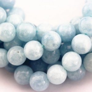 Cloudy Blue Dyed Jade Smooth Round Beads 6mm 8mm 10mm 15.5" Strand | Natural genuine beads Gemstone beads for beading and jewelry making.  #jewelry #beads #beadedjewelry #diyjewelry #jewelrymaking #beadstore #beading #affiliate #ad