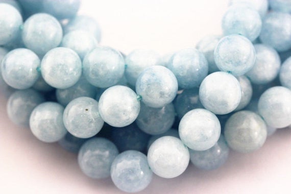 Cloudy Blue Dyed Jade Smooth Round Beads 6mm 8mm 10mm 15.5" Strand