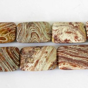 Shop Jasper Bead Shapes! 35mm Rectangle Striped Jasper Beads, 3 Beads, Focal Beads, Large Rectangle Beads, Gemstone Beads, Jasper Beads, Rust Colors, Aga204 | Natural genuine other-shape Jasper beads for beading and jewelry making.  #jewelry #beads #beadedjewelry #diyjewelry #jewelrymaking #beadstore #beading #affiliate #ad