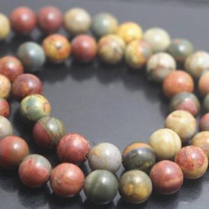 Shop Jasper Round Beads! 6mm/8mm/10mm/12mm Red Picasso Jasper Beads,Smooth and Round Stone Beads,15 inches one starand | Natural genuine round Jasper beads for beading and jewelry making.  #jewelry #beads #beadedjewelry #diyjewelry #jewelrymaking #beadstore #beading #affiliate #ad
