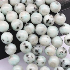 Sesame Kiwi Jasper Smooth Round Beads 4mm 6mm 8mm 10mm 15.5" Strand | Natural genuine beads Gemstone beads for beading and jewelry making.  #jewelry #beads #beadedjewelry #diyjewelry #jewelrymaking #beadstore #beading #affiliate #ad