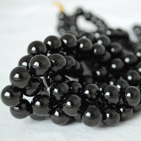 Natural Jet Semi-precious Gemstone Round Beads - 4mm, 6mm, 8mm, 10mm Sizes - 15" Strand