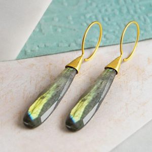 Gifts For Women, Gold Earrings, Gemstone Raw, Labradorite Earrings, Drop Earrings, Birthday Gifts, Gold Jewellery Gifts, Embers Jewelry | Natural genuine Gemstone earrings. Buy crystal jewelry, handmade handcrafted artisan jewelry for women.  Unique handmade gift ideas. #jewelry #beadedearrings #beadedjewelry #gift #shopping #handmadejewelry #fashion #style #product #earrings #affiliate #ad