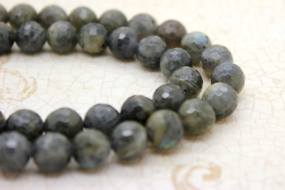 Natural Labradorite Beads, Faceted Labradorite Round Ball Sphere Gemstone Beads (4mm 6mm 8mm 10mm 12mm) - Pg59