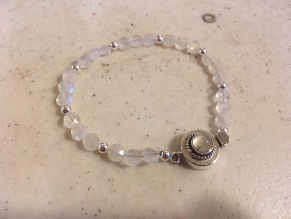 Rainbow Moonstone Bracelet - Sterling Silver Jewelry - Gemstone Jewellery - Iridescent - Everyday - Minimal - Beaded