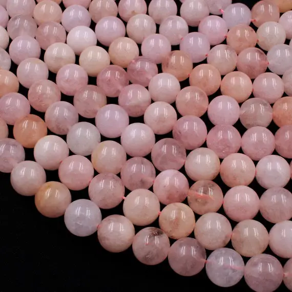 Natural Morganite Beads Smooth 4mm 6mm 8mm 10mm 12mm Round Beads Aaa High Quality Natural Pink Beryl Aquamarine Gemstone 15.5" Strand