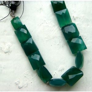 Shop Onyx Chip & Nugget Beads! 6-11mm Green Onyx Chewing Gum Cut Beads Green Faceted Gemstone Chewing Gum Cut, Green Onyx Rectangle Beads (16IN To 8IN Options) | Natural genuine chip Onyx beads for beading and jewelry making.  #jewelry #beads #beadedjewelry #diyjewelry #jewelrymaking #beadstore #beading #affiliate #ad