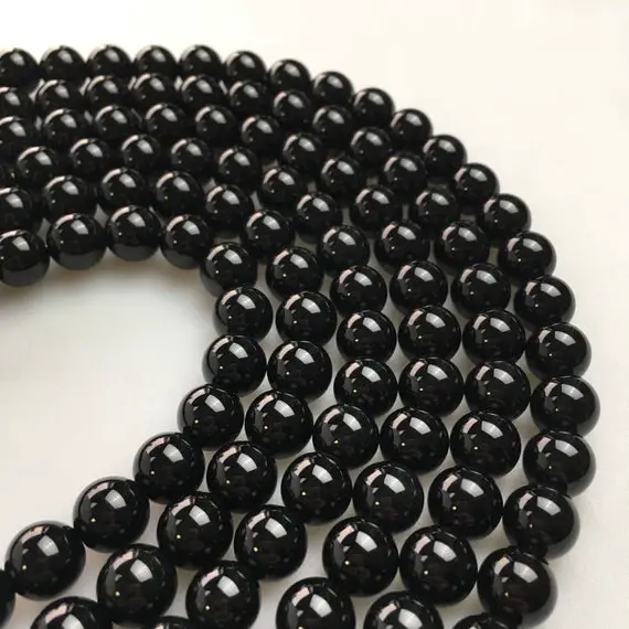 2.0mm Hole Black Onyx Smooth Round Beads 6mm 8mm 10mm 12mm 15.5" Strand