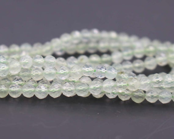 4mm Natural Prehnite Faceted Small Size Beads,4mm Small Size Beads Wholesale Bulk Supply,15 Inches One Starand