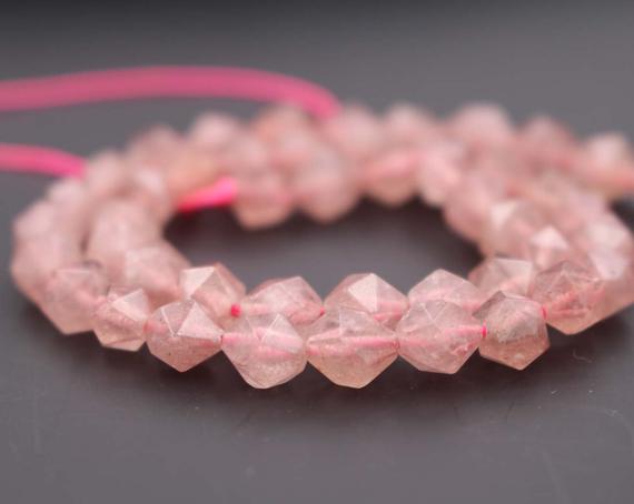 Natural Starwberry Quartz Faceted Nugget Beads,6mm/8mm/10mm/12mm Faceted Starwberry Quartz Nugget Beads,15 Inches One Starand