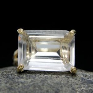 Shop Quartz Crystal Rings! Gold Gemstone Ring · Clear Quartz Ring · Crystal Quartz · Rectangle Ring · Cocktail Ring · Gold Ring · Wow Ring · Statement Ring | Natural genuine Quartz rings, simple unique handcrafted gemstone rings. #rings #jewelry #shopping #gift #handmade #fashion #style #affiliate #ad