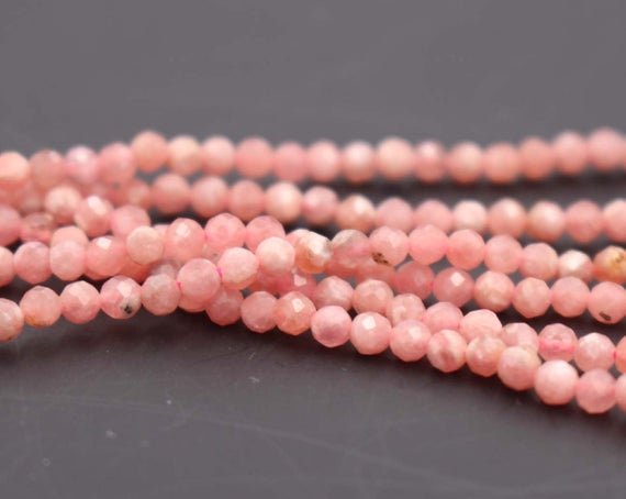 3mm Pink Rhodonite Faceted Small Size Beads,3mm Small Size Beads Wholesale Bulk Supply,15 Inches One Starand
