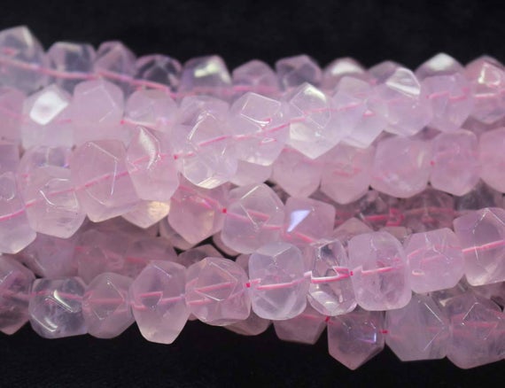 Natural Faceted Rose Quartz Nugget Beads,natural Quartz Faceted Beads Wholesale Bulk Supply,15 Inches One Starand