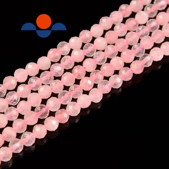 Natural Rose Quartz Faceted Round Beads Size 2mm 3mm 4mm 5.5mm 15.5" Strand