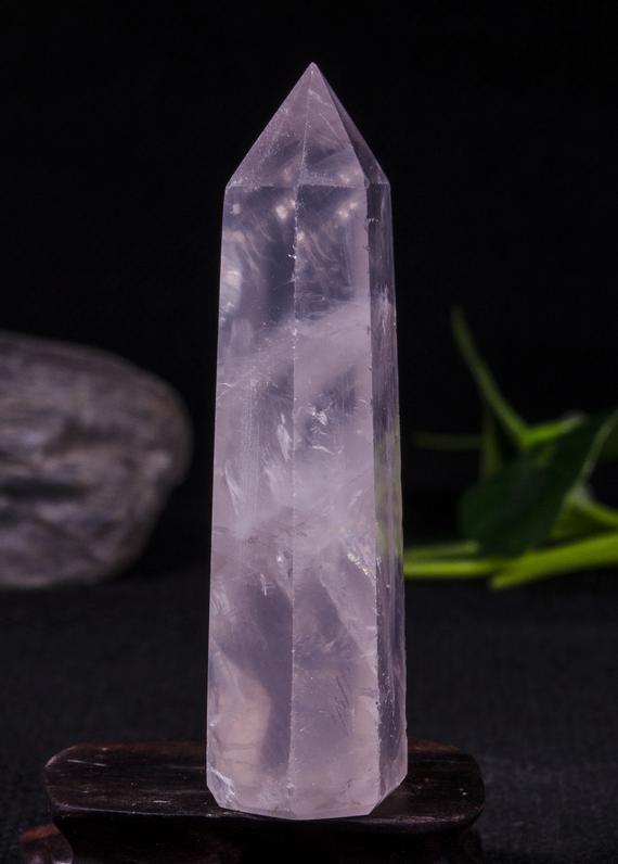 Aaaaa Clear Rainbow Rose Quartz Crystal Tower/pink Quartz Crystal Point/love Stone/healing Crystal/chakra/feng Shui/zen/decor/gift For Her