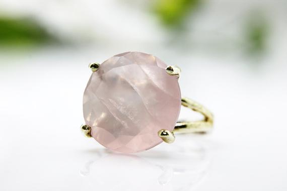 Rose Quartz Ring · January Birthstone Ring · Gold Ring · Prong Ring · Love Ring · Cocktail Ring · Gemstone Ring · Love Gift