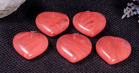 Polished Hand Carved Pink Stone Heart Shaped/pink Rose Quartz Heart/rose Quartz Crystal/decoration/pendants/love Stone/gift For Her-drilled