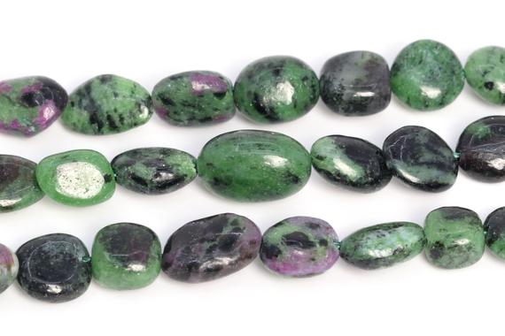 8-10mm Green And Black Ruby Zoisite Beads Pebble Nugget Grade Aa Genuine Natural Gemstone Loose Beads 15.5"/7.5" Bulk Lot Options (108543)