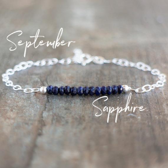 Blue Sapphire Bracelet, September Birthstone Jewelry Gift