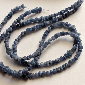 4-6mm Blue Sapphire Crystal Beads, Raw Sapphire Beads, Rough Sapphire Strand, Raw Sapphire for Necklace (6.5IN To 13IN Options) – PDG221 | Natural genuine chip Gemstone beads for beading and jewelry making.  #jewelry #beads #beadedjewelry #diyjewelry #jewelrymaking #beadstore #beading #affiliate #ad