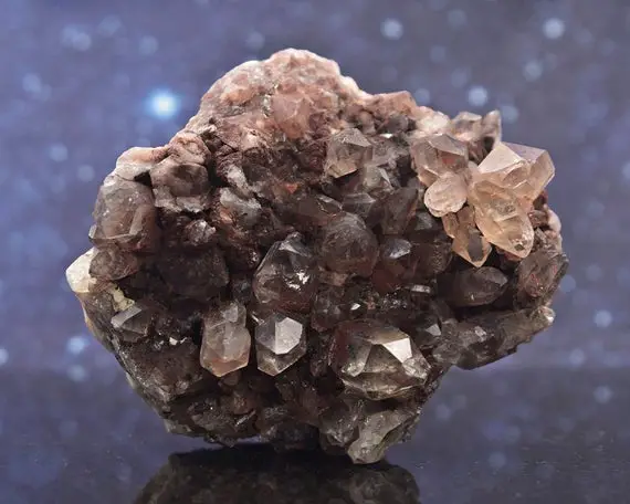 Botanic Hematoid Smoky Quartz Cluster From Congo | Red And Silvery Hematite Inclusions | Rare | 3.39" | 462.1 Grams