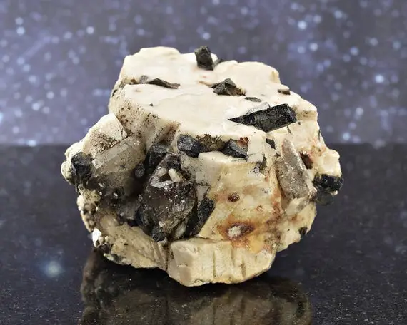 Large Orthoclase Cluster With Aegirine And Smoky Quartz Crystals From Malawi | Terminated Feldspar | 2.52" | 406.7 Grams