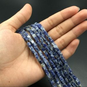 Shop Sodalite Bead Shapes! Sodalite Cube Beads Square Tube Beads Blue Spot Semiprecious Beads Blue Gemstone Beads 4mm Cube Beads Jewelry making Supplies bulk wholesale | Natural genuine other-shape Sodalite beads for beading and jewelry making.  #jewelry #beads #beadedjewelry #diyjewelry #jewelrymaking #beadstore #beading #affiliate #ad