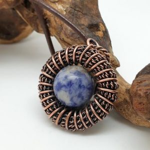 Shop Sodalite Pendants! Sodalite Circle Pendant, Wire Wrapped Jewellery, Fidget Necklace, Blue Stone Jewellery | Natural genuine Sodalite pendants. Buy crystal jewelry, handmade handcrafted artisan jewelry for women.  Unique handmade gift ideas. #jewelry #beadedpendants #beadedjewelry #gift #shopping #handmadejewelry #fashion #style #product #pendants #affiliate #ad