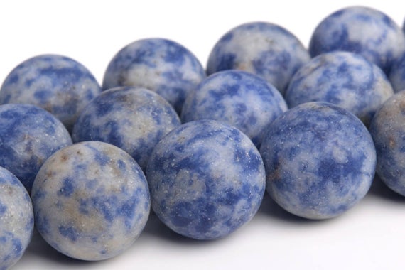 15mm Matte Blue Spot Jasper Beads Grade Aaa Genuine Natural Gemstone Round Loose Beads 15.5"/7.5"/4" Bulk Lot Options (103565)