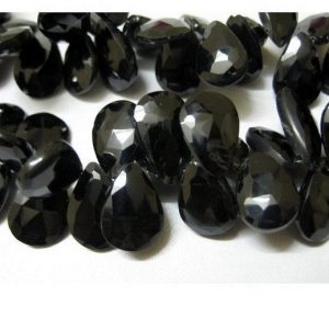 Shop Spinel Bead Shapes! 8x13mm To 9x17mm Black Spinel Faceted Pear Beads, Black Spinel Gemstone Briolettes, Black Spinel Pear For Jewelry (3.5IN To 7IN Options) | Natural genuine other-shape Spinel beads for beading and jewelry making.  #jewelry #beads #beadedjewelry #diyjewelry #jewelrymaking #beadstore #beading #affiliate #ad