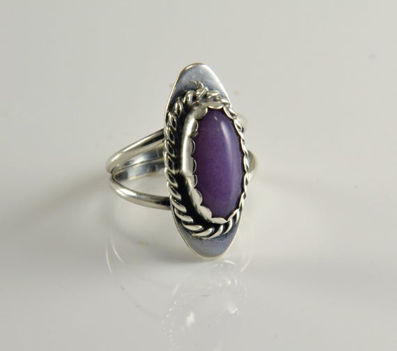 Sterling Lavender Sugilite Ring  Purple Stone Native American Craftsmanship - Size 6.5 - Signed Mw   Marqueta Mccray  Navajo