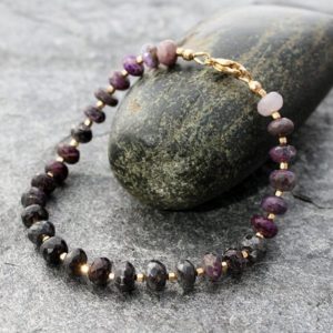 Shop Sugilite Jewelry! sugilite bracelet with gold-filled nugget accents, faceted sugilite rondelles, 7.25" wrist, protection energy, violet ray | Natural genuine Sugilite jewelry. Buy crystal jewelry, handmade handcrafted artisan jewelry for women.  Unique handmade gift ideas. #jewelry #beadedjewelry #beadedjewelry #gift #shopping #handmadejewelry #fashion #style #product #jewelry #affiliate #ad