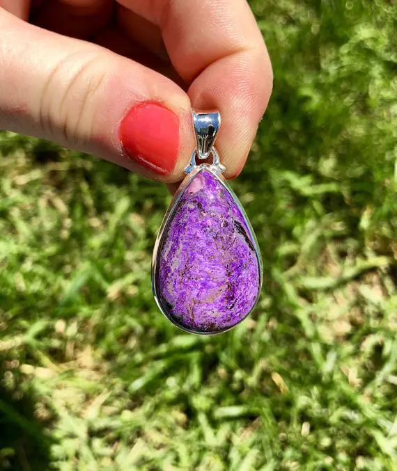 Sugilite Pendant - Sterling Silver Pendant - Sugilite Stone Necklace - Healing Crystals And Stones - Sugilite Jewelry - Sugilite Crystal 124