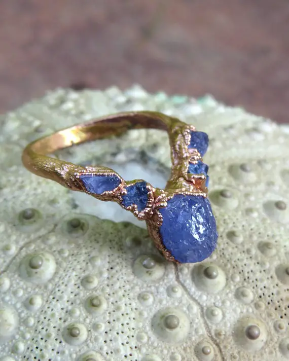 Tanzanite Ring, Alternative Engagement Ring, Dainty Copper Ring, Tanzanite Elegant Ring, Stackable Ring