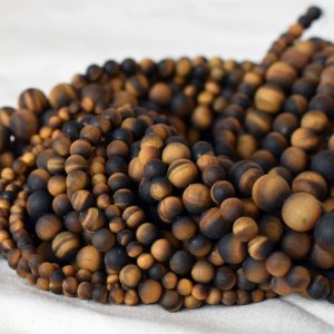 Shop Tiger Eye Beads! High Quality Grade A Natural Tiger Eye Semi-precious Gemstone Frosted / Matt Round Beads – 4mm, 6mm, 8mm, 10mm sizes – 15" strand | Natural genuine beads Tiger Eye beads for beading and jewelry making.  #jewelry #beads #beadedjewelry #diyjewelry #jewelrymaking #beadstore #beading #affiliate #ad