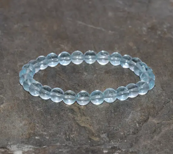 High Grade Topaz Bracelet Handmade Grade Aaa Dainty 6.5mm Clear Swiss Blue Topaz Gemstone Bracelet Rare Light Blue Topaz Gift Bracelet