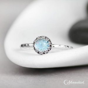 Sterling Silver Blue Topaz Ring, Dainty Promise Ring, December Birthstone, Silver Blue Topaz Stacking Ring | Moonkist Designs | Natural genuine Gemstone rings, simple unique handcrafted gemstone rings. #rings #jewelry #shopping #gift #handmade #fashion #style #affiliate #ad