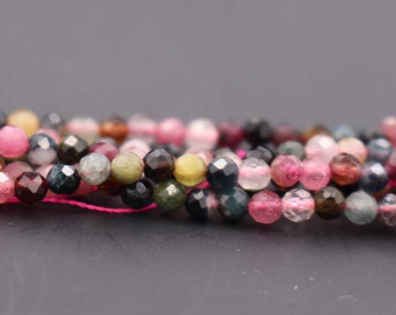 Natural Tourmaline Faceted Small Size Beads,small Size Beads Wholesale Bulk Supply,15 Inches One Starand