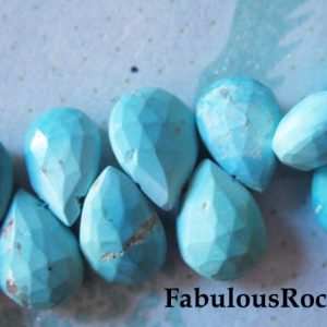 Shop Turquoise Bead Shapes! Genuine SLEEPING BEAUTY Turquoise Pear Briolette Beads, Luxe AA, 12-14 mm, Soft Blue to Robins Egg Blue, stabilized turquoise 1214 solo | Natural genuine other-shape Turquoise beads for beading and jewelry making.  #jewelry #beads #beadedjewelry #diyjewelry #jewelrymaking #beadstore #beading #affiliate #ad