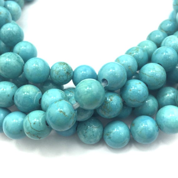 2.0mm Hole Blue Turquoise Smooth Round Beads 6mm 8mm 10mm 15.5" Strand