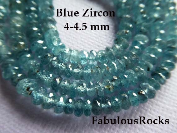 10-100 Pcs / Zircon Rondelles Gemstone Beads, Aaa, Like Diamonds Facetd Blue Zircon, Choose 3.5-4 Mm, December Birthstone 34