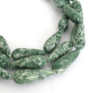 28mm Tree Agate Beads, 28mm Green Teardrop Beads, Green and White  Gemstone Beads, 28mm Teardrop Beads, Aga231 | Natural genuine other-shape Gemstone beads for beading and jewelry making.  #jewelry #beads #beadedjewelry #diyjewelry #jewelrymaking #beadstore #beading #affiliate #ad