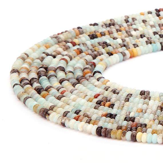 Multi-color Amazonite Faceted Rondelle Beads 4x6mm 5x8mm 6x10mm 8x12mm 15.5" Strand
