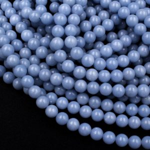 AAA Grade Natural Blue Angelite 4mm 6mm 8mm 10mm Round Beads Aka Anhydrite Angel Stone 15.5" Strand | Natural genuine round Gemstone beads for beading and jewelry making.  #jewelry #beads #beadedjewelry #diyjewelry #jewelrymaking #beadstore #beading #affiliate #ad