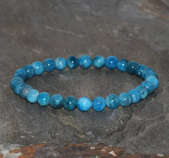5.5mm Blue Apatite Bracelet, Genuine Apatite Bracelet, Blue Beaded Bracelet,apatite Mens Beaded Bracelet,apatite Jewelry,bead Bracelet Women