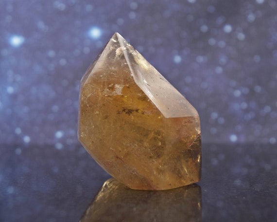 Polished Deep Natural Smoky Golden Yellow Citrine Point From Zambia | Genuine | Unheated | Rare | 2.51" | 142.7 Grams