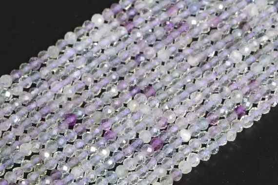 Sale 2mm Green & Purple Fluorite Beads A Genuine Natural Gemstone Full Strand Faceted Round Loose Beads 15" Bulk Lot Options (107793-2532)