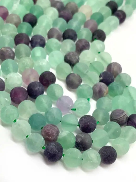 Matte Rainbow Blue  Fluorite Beads  8mm  Round Rainbow Blue Fluorite Gemstone Beads / Gemstone Beads /fluorite Beads / Choose Quantity